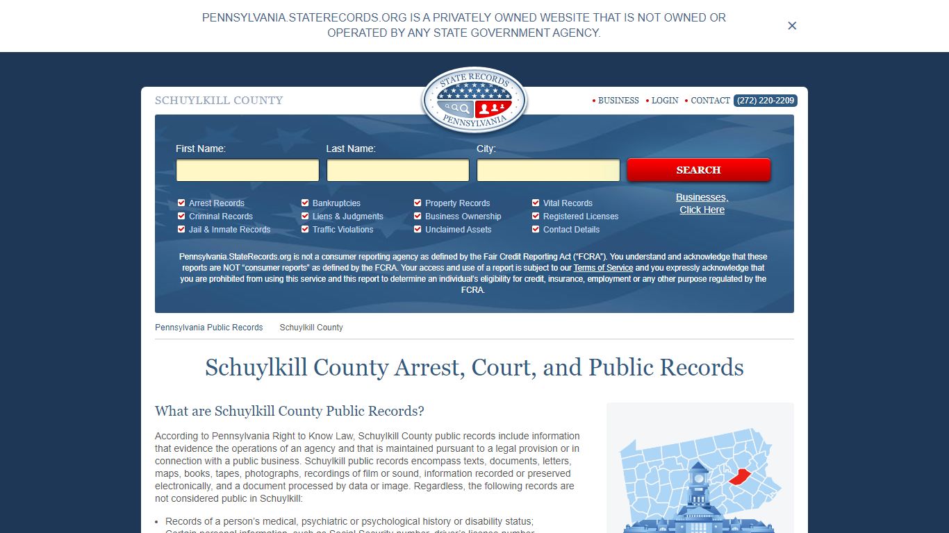 Schuylkill County Arrest, Court, and Public Records