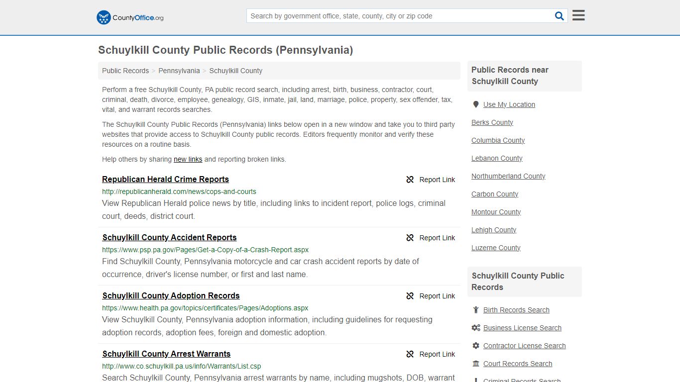 Public Records - Schuylkill County, PA (Business, Criminal, GIS ...